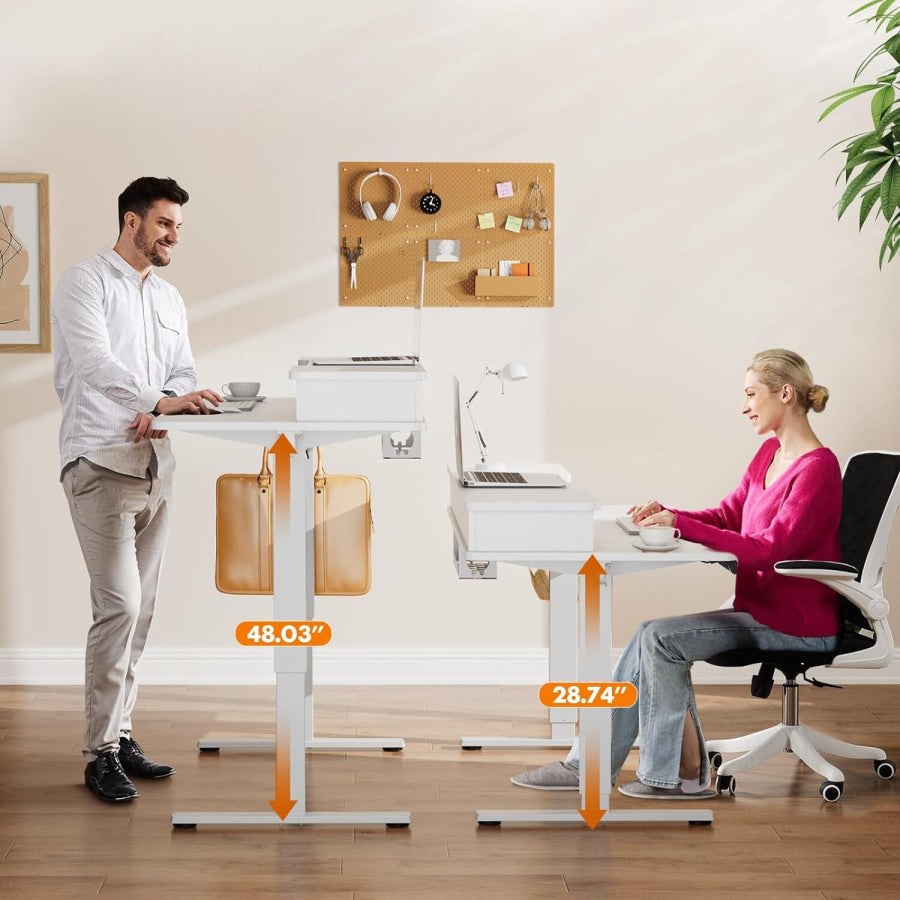 Electric Adjustable Desk with Motorized Ergonomic Drawers