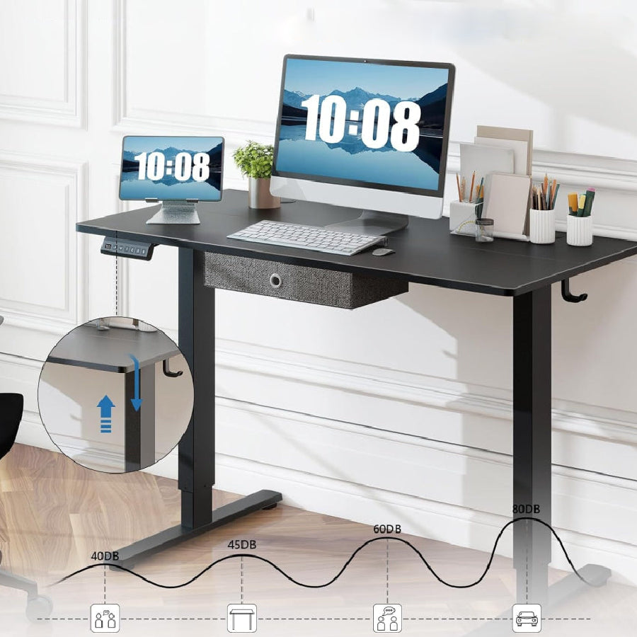 Electric Desk With Adjustable Height Drawer With 2 Hooks