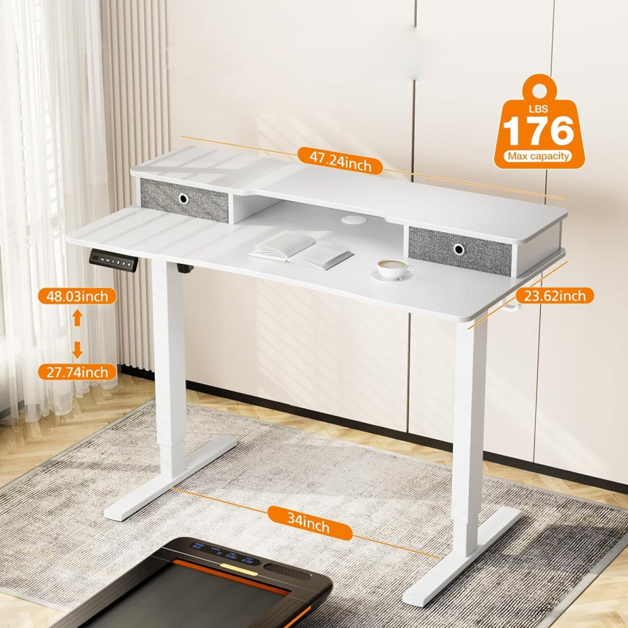 Electric Height Adjustable Desk with Storage Shelf